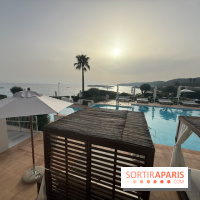 Villa Le Blanc Gran Meliá : piscine principale au coucher du soleil