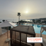 Villa Le Blanc Gran Meliá : piscine principale au coucher du soleil