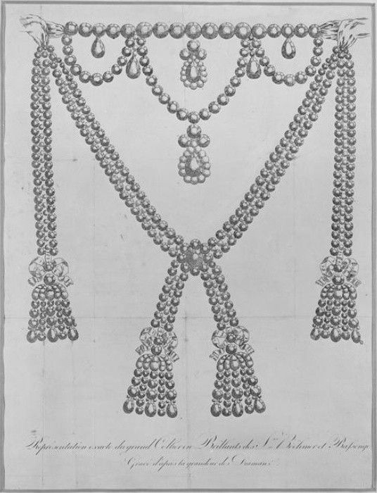 D’après Paul Bassenge et Charles-Auguste Boehmer (1740-1794), Représentation exacte du grand collier en brillants des sieurs Boëhmer et Bassenge, ap.1785, gravure
